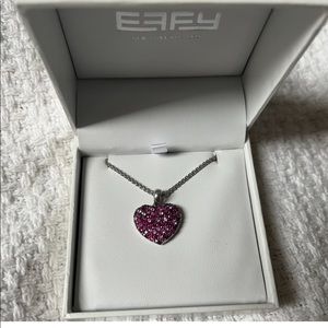 Effy Sterling Silver Pink Sapphire Heart necklace